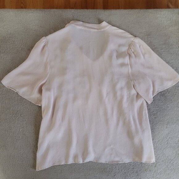 Aritzia Little Moon Zinnia Floral Embroidered Tie-Neck Blouse size medium - Picture 10 of 12